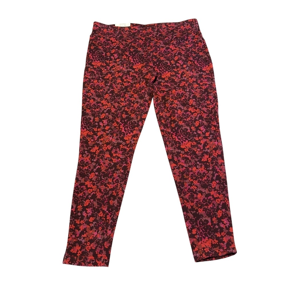 Terra & Sky High Rise Fitted Leggings Womens Size 0X (14W) Red Stretch Pants